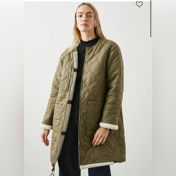 Rails Size L Granger Reversible Sherpa Jacket in Ivory Olive Mix - Picture 3 of 14